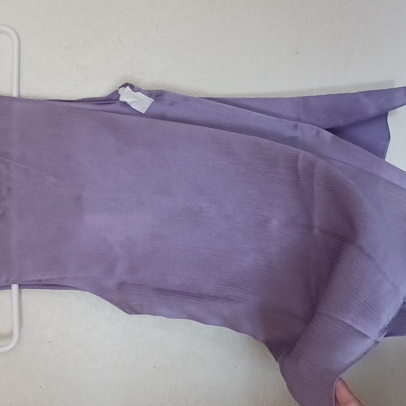 Vince lilac ribbed trim silk tank with side slits - Picture 8 of 13